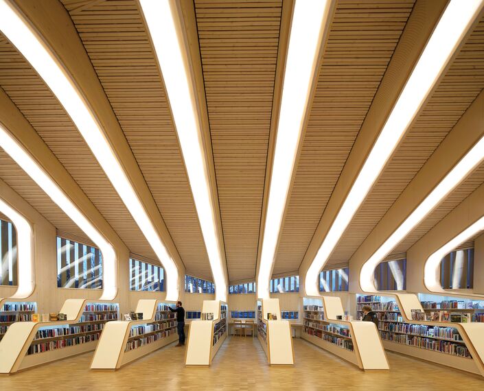 CW 50-HI Façades and CS 59Pa Automatic Door Doors - Library Vennesla Library located inNorway