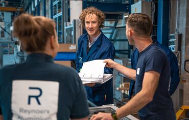 Reynaers Aluminium training centre looking through a training in a binder